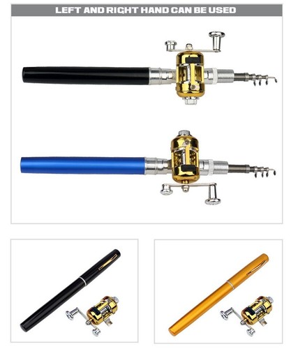 Portable Telescopic Fishing Pole Pen Shape Folded Fishing Rod With Reel Wheel - Picture 23 of 31