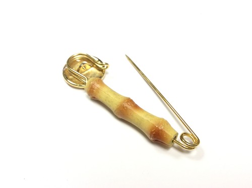 SPILLA BALIA CM 8 ORO BAMBU' SMALTO AVORIO 2 PZ - Picture 2 of 2