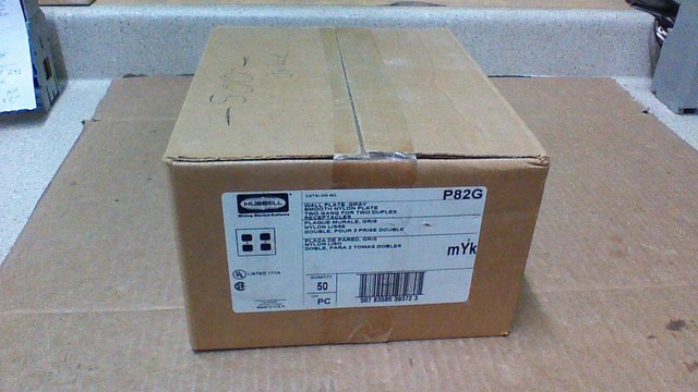 HUBBELL WIRING DEVICE-KELLEMS NP2GY Toggle Switch Wall Plate,2 Gang,Gray
