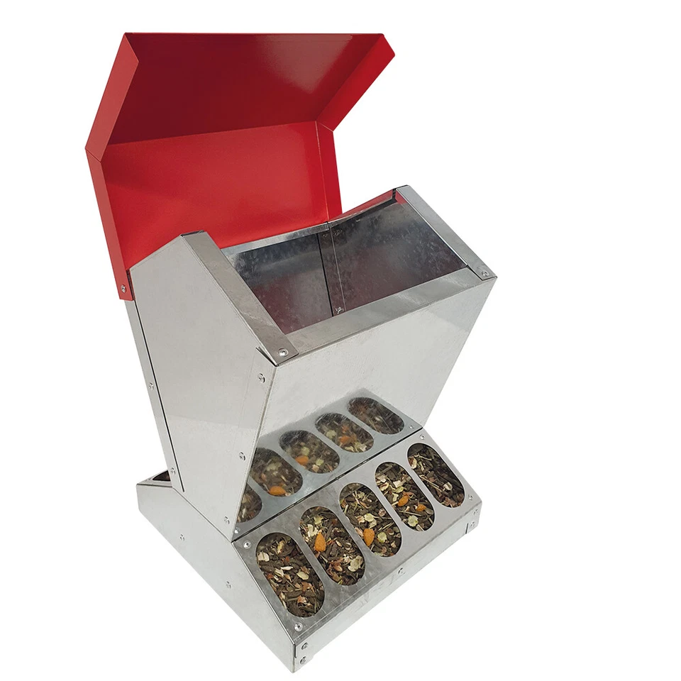 Futterautomat - Futterspender für Hühner mit Klappdeckel -10 Fressstellen -15 kg - Bild 2 von 4