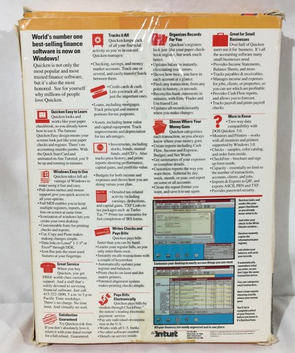 Vintage Intuit Quicken 1.01 Finance Software For Windows 3.1 Floppy Disks In Box - Picture 6 of 9