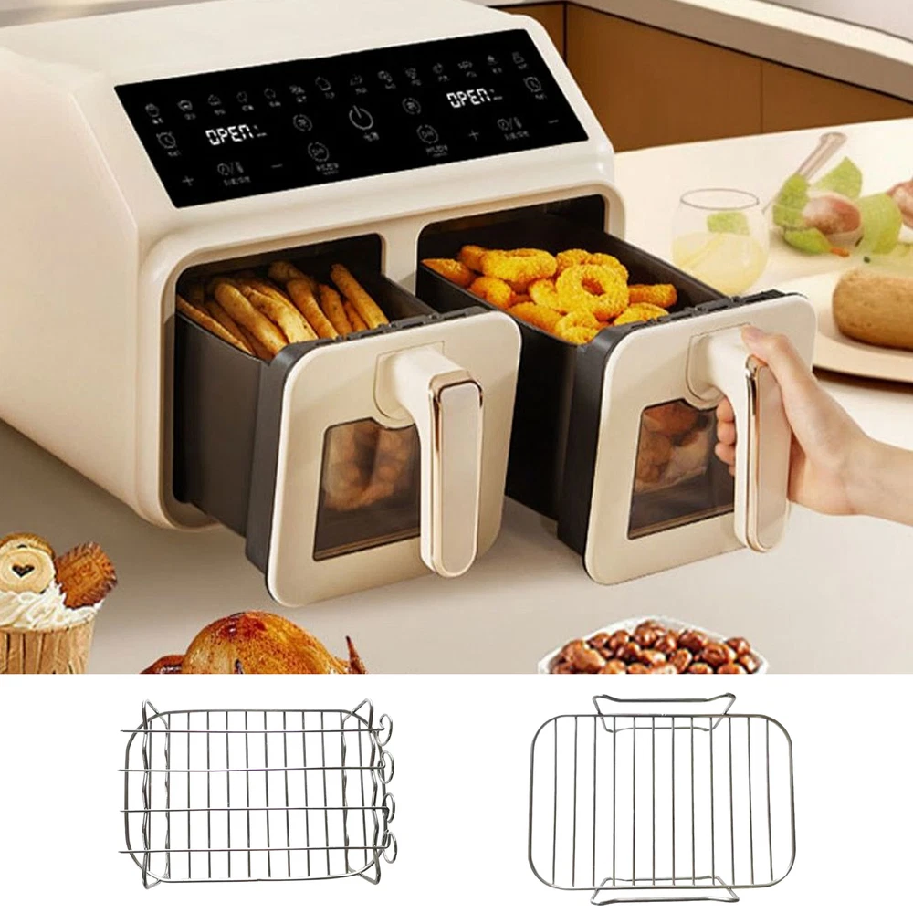 Air Fryer Rack Stainless Steel Double Basket Grill Sticks Accessories For Ninja