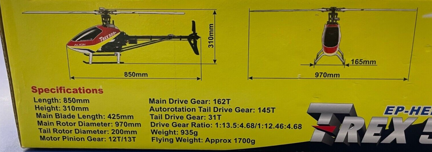ALIGN Trex TRex 500 EP 3D Helicopter Premium Build RC Heli Kit