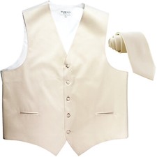 New Men's Vesuvio Napoli Tuxedo Vest 2.5" Skinny Necktie prom party Ivory