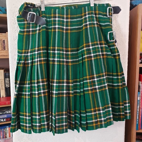Stillwater Kilt Gr. 38 grün kariert Acryl Schnallen Tartan