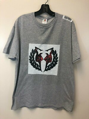 Fruit of the Loom Gray Men's Large T-Shirt Wolf Design Graphic Tee, New