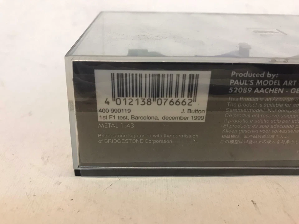 Minichamps Prost Peugeot AP02 J. Button test Barcelona 1999 1/43 400990119 - Immagine 3 di 3