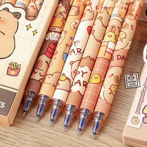 Cute Capibala Erasable Gel Pens Adorable Animal Pattern Ink Pens Retractable - Picture 3 of 12
