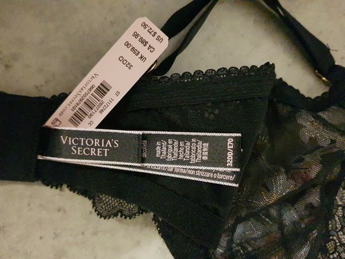 BNWT Victorias Secret Dream Angels Black Floral WIth Lace Bra Size 32DD RRP £59 - Picture 9 of 12
