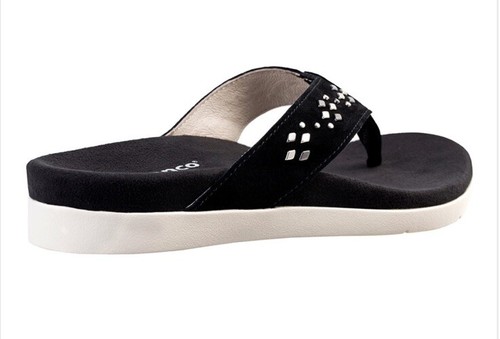 Spenco Laguna Stud Slide Sandal Womens 8.5 B Black Arch Support New - Picture 2 of 8