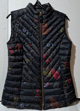 Joules Clothing Womens Vest Black Floral Puffer Packable Zip Size 4 US/8 UK