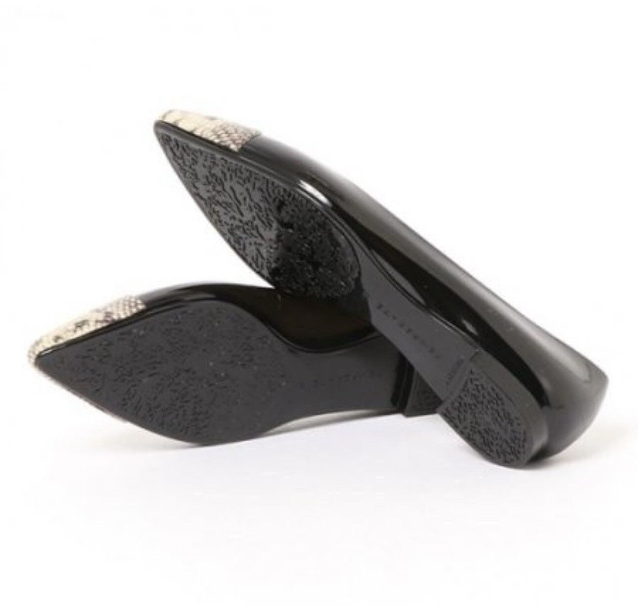 KATE PYTHON TEMPERATE BLACK POINTED TOE BALLET FL… - image 8