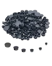 220 PCS 6 Sizes Black Hole Plugs Plastic Flush Type Panel round Hole Plugs Snap 