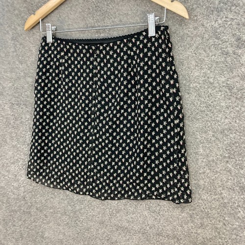 Brandy Melville Skirt Womens Small Black Floral Short Line Zip Mini 29835 - Picture 7 of 10
