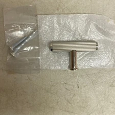 Signature Hardware Brixlee Reeded Brass T Knob - Brushed Nickel/Polished Nickel