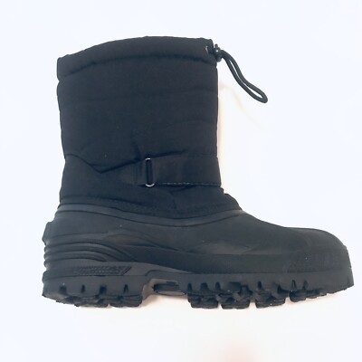 Black Duck Boots Size 11 Fleece Lined Winter Rain Snow Hook & Loop Strap