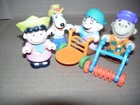 Vintage 1966 Peanuts Gang Farmer Snoopy Lucy & Charlie Brown 3” Figures Lot Of 6