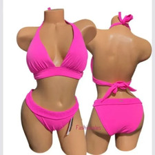 Victoria's Secret Swim Set Halter Removable Push Up Bikini Top Bottom Large