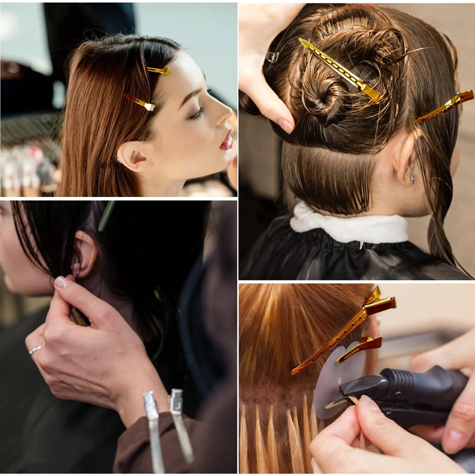 12 piezas pinzas para el cabello para peinar seccionar pico de pato de metal con orificios para peinar el cabello Foto 4 de 4