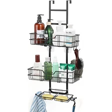 Over the Door Hanging Shower Caddy, No Drilling Adhesive Shower Organizer w/Hook