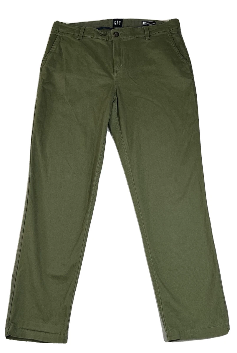 Gap Pants Womens 12 Olive Green Cropped Side Stripe Cotton eBay