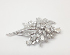 Vintage Art-Deco Platinum Natural 8.0 Ctw Diamond Brooch Pendant Estate Jewelry