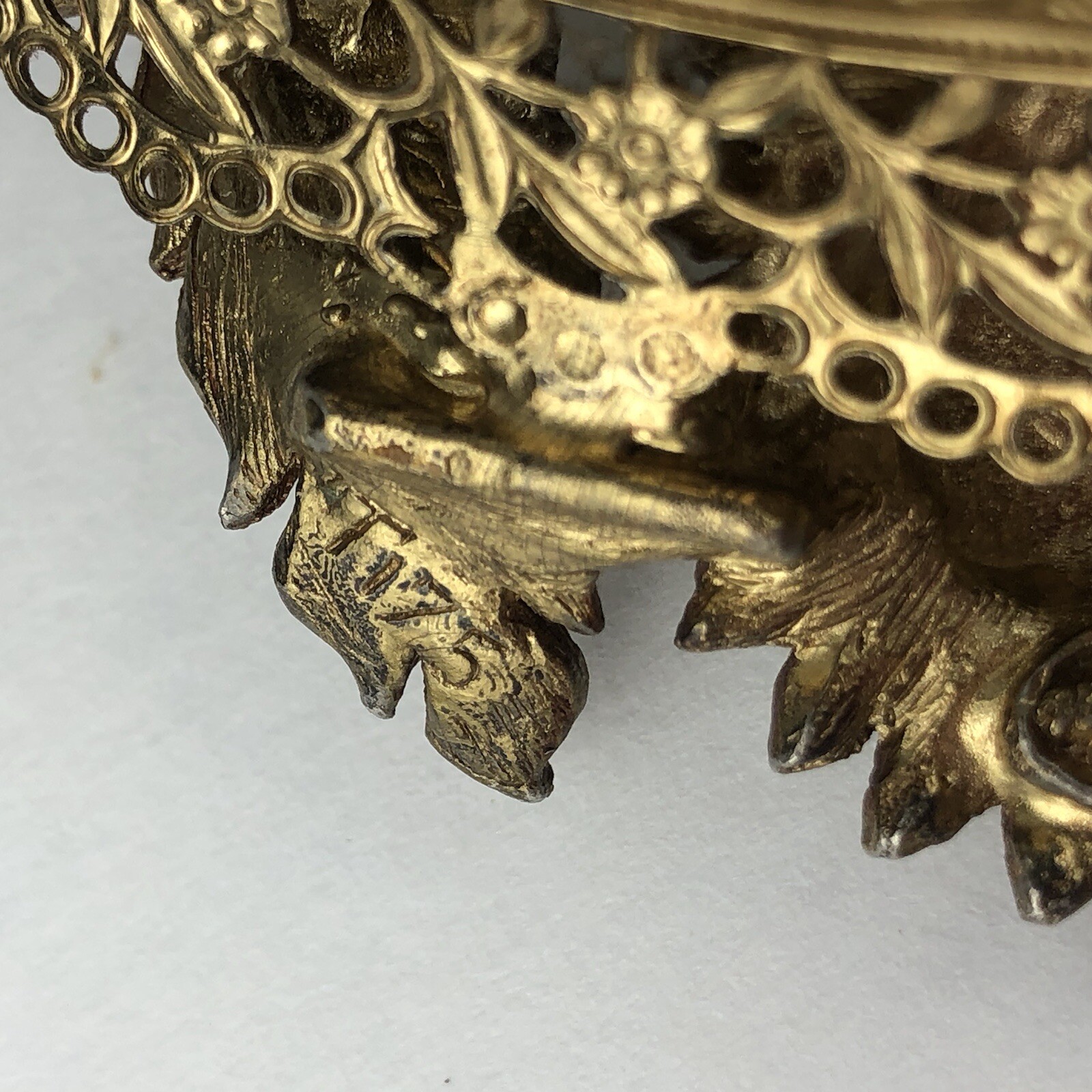 MATSON Sunflower Vanity Mirror Tray Flowers Dahlia Leaves Gold Tone Vintage