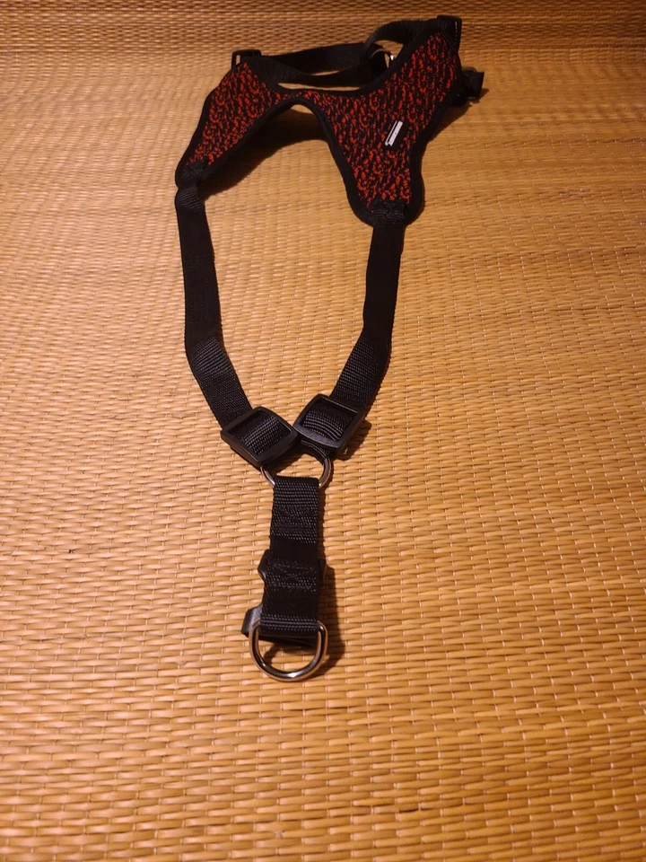 Arnés para perros Dawgknit con correas ajustables rojo y negro nailon Lg Foto 4 de 4