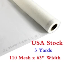 USA 3 Yards 110 Mesh 63" White Silk Screen Printing Fabric Silkscreen Film