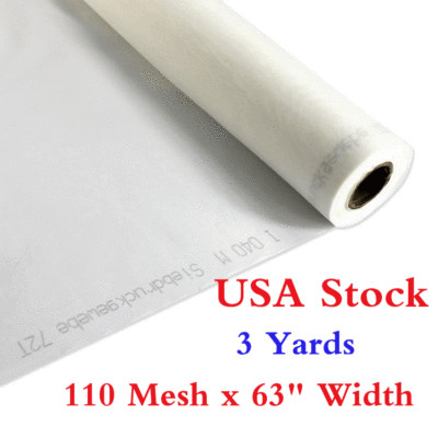USA 3 Yards 110 Mesh 63'' White Silk Screen Printing Fabric Silkscreen Film