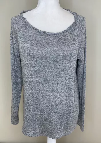 Gibson NWT Women’s Long sleeve pullover top size M In Heather Grey i7