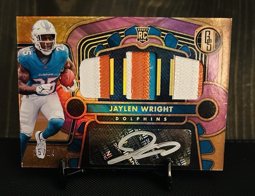 2024 Gold Standard JAYLEN WRIGHT #21 05/24 RC Triple Patch RPA Miami Dolphins