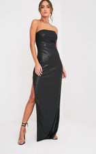 Plt Kathie Black Bandeau Sequin Maxi Dress Uk 6 Rrp £45 LN191 MM 06