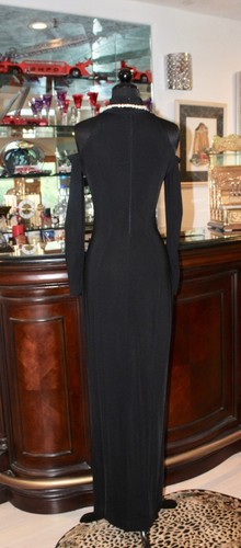 $250 NORDSTROM TADASHI LONG BLACK COLD SHOULDER SeXy HOLIDAY BLACK DRESS S M - Picture 5 of 7