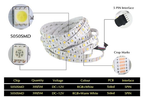 5m Tiras de LED 12V 24V RGB RGBW RGBWW SMD 5050 IP65 Banda regulable Barra - Imagen 13 de 160