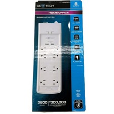8 Outlet Surge Protector 3600 Joules USB RJ45 Phone Data 6 Ft Cord CE Tech