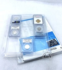 4 ALBUM PAGES FOR CERTIFIED COIN SLABS FROM PCGS NGC ANACS / BINDER PAGES