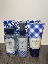 Bath and Body Works Travel Size Gingham Gift Set Fine Mist, Shower Gel, Cream