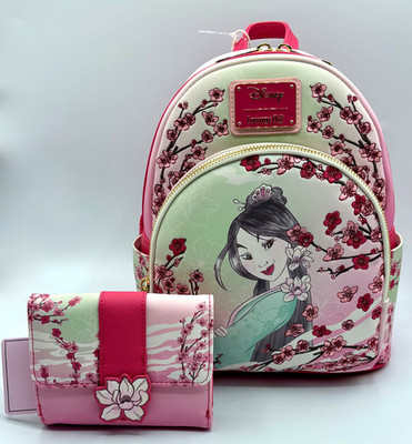 NEW Loungefly Disney Mulan Cherry Blossom Mini Backpack & Wallet Set Exclusive