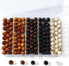 140 PCS Large Hole Wooden Beads – 5 Colors, 9x10mm for DIY Jewelry & Crafts