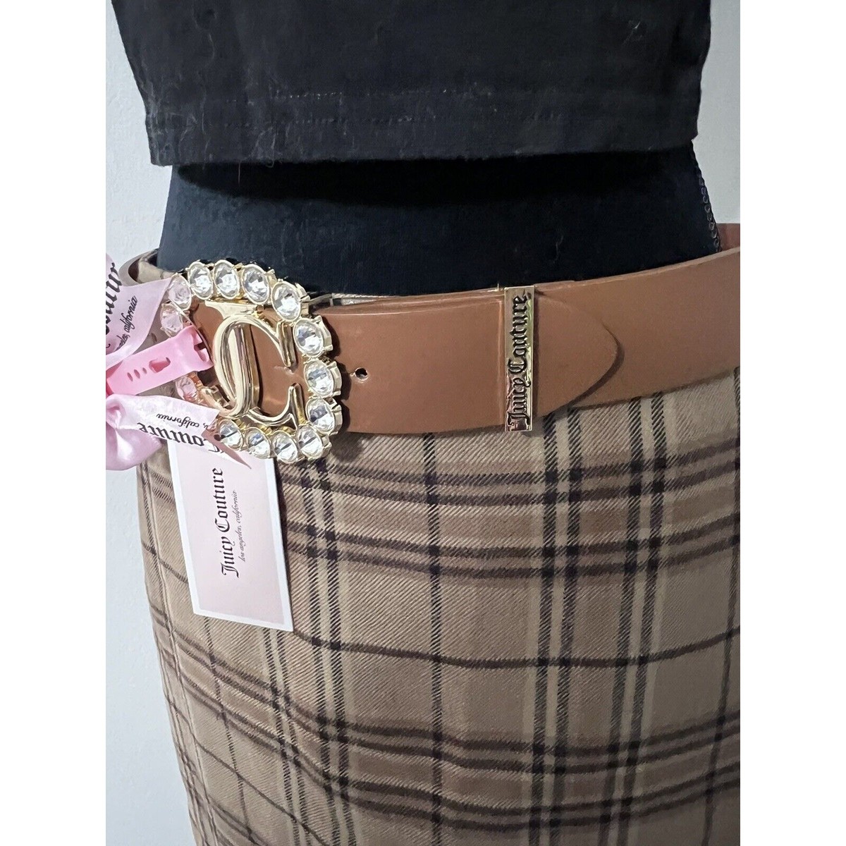 Juicy Couture Brown Belt With Gold JC Buckle S/M NWT Bling 