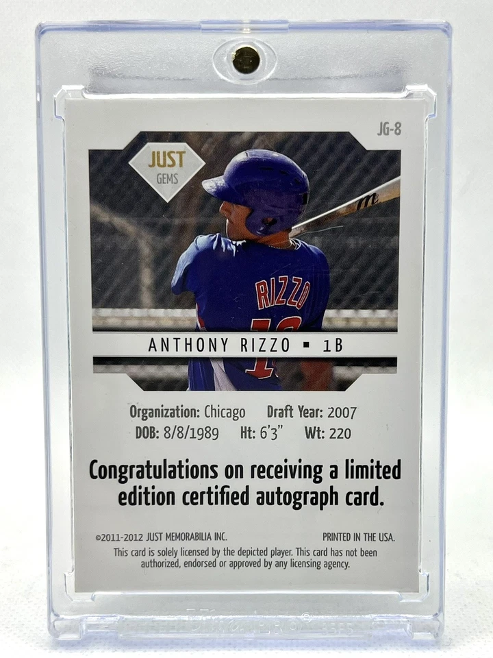 Just Gems 4/5 Anthony Rizzo Green Rookie 2011 Foto 2 de 2