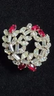 Vintage Clear Baguette Red Marquis Silver Tone Rhinestone Brooch Costume Jewelry