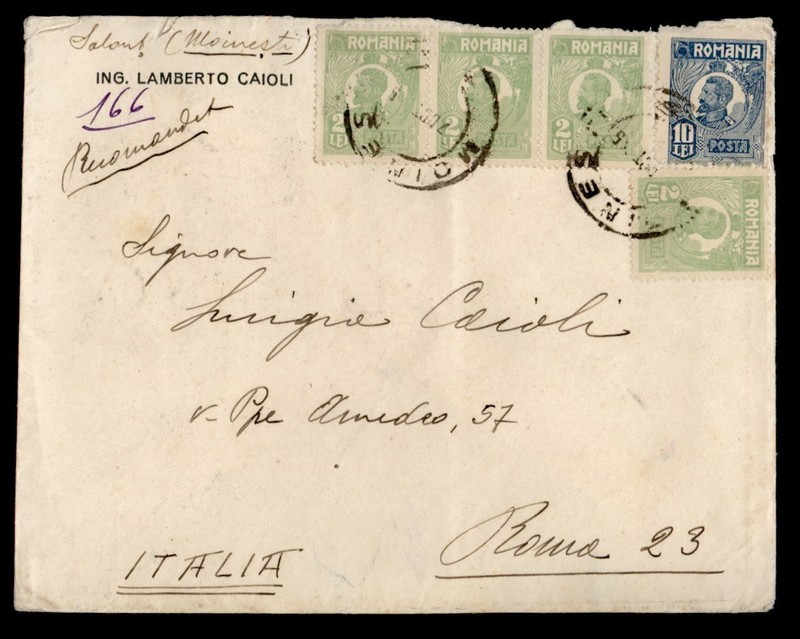 DR WHO 1925 ROMANIA MOINESTI TO ITALY REGISTERED R72174
