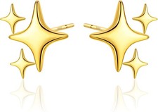 Sterling Silver Star Stud Earrings for Women Teen Hypoallergenic Small Post Gift