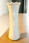Vtg Atomic Vase MCM O. Brody Milk Glass Star Burst Ruffled Edge Vase 10.5”