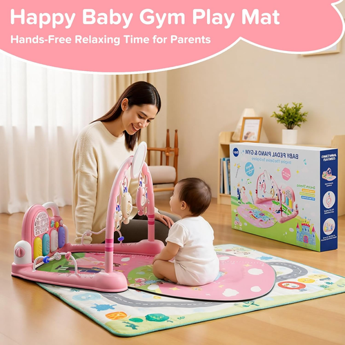 Baby Play Mat Kick and Play Piano Gym，Baby Floor Play Gym Tummy Time Mat，Baby Ac - Picture 6 of 12