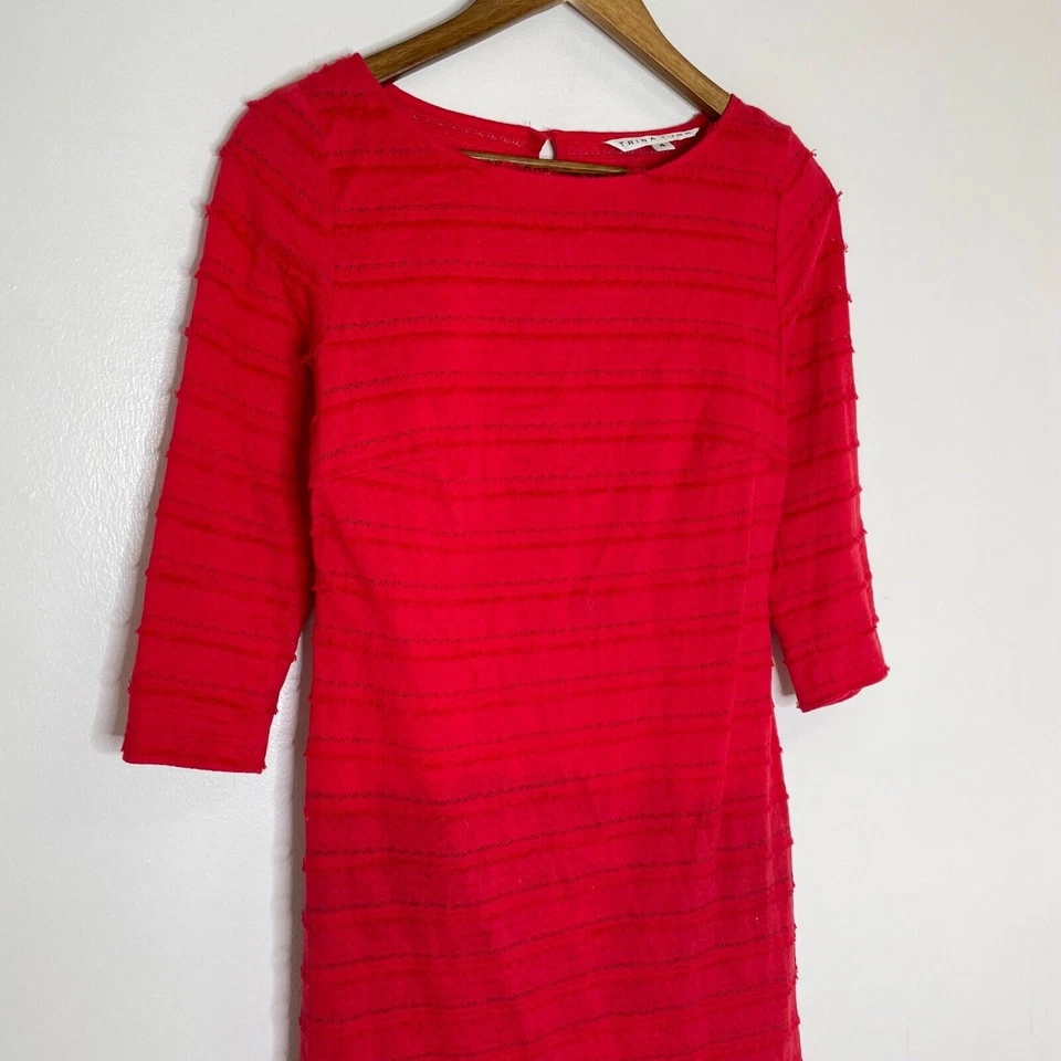 Vestido Trina Turk rojo manga 3/4 cuello redondo talla 4 para mujer’s Foto 4 de 4