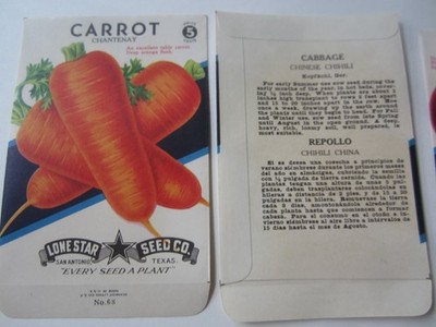 Lot of 10 Old Vintage 1940's VEGETABLE SEED PACKETS - Lone Star