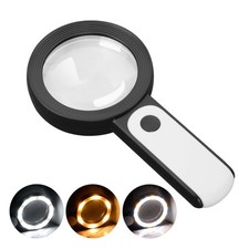 JMH Magnifying Glass with Light, Handheld Large Magnifying Glass 18LED Cold a...